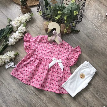 Áo váy hoa thô hàn tay loe- av2055-1